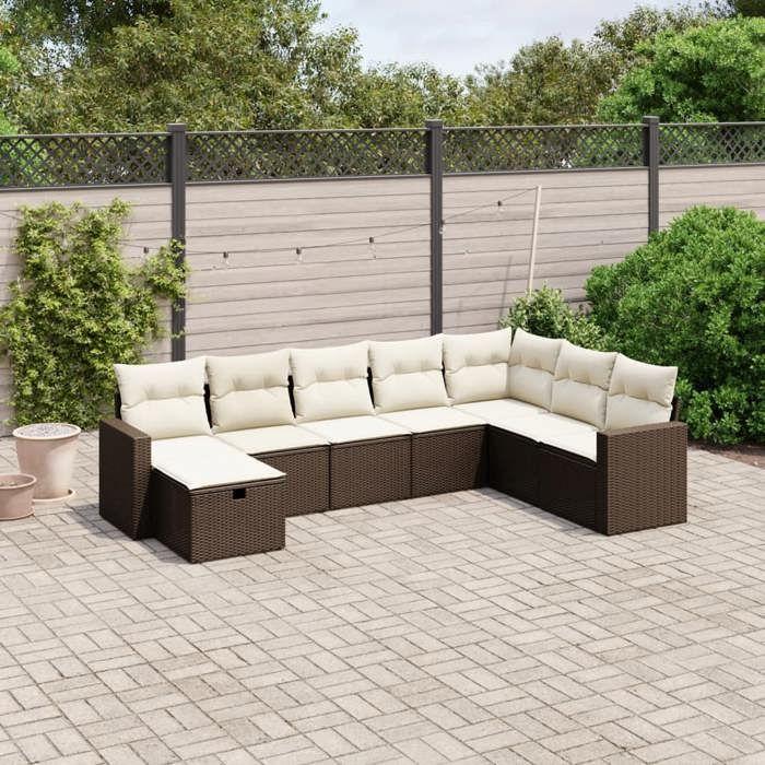 VidaXL Garden Lounge Set with Cushions 8 Pcs, Patio Sofas, Patio Furniture Set, Outdoor Furniture, Brown 3263589