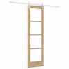 Porte Coulissante Naturelle 61 x 198,5 cm Bois de Pin Massif et Verre