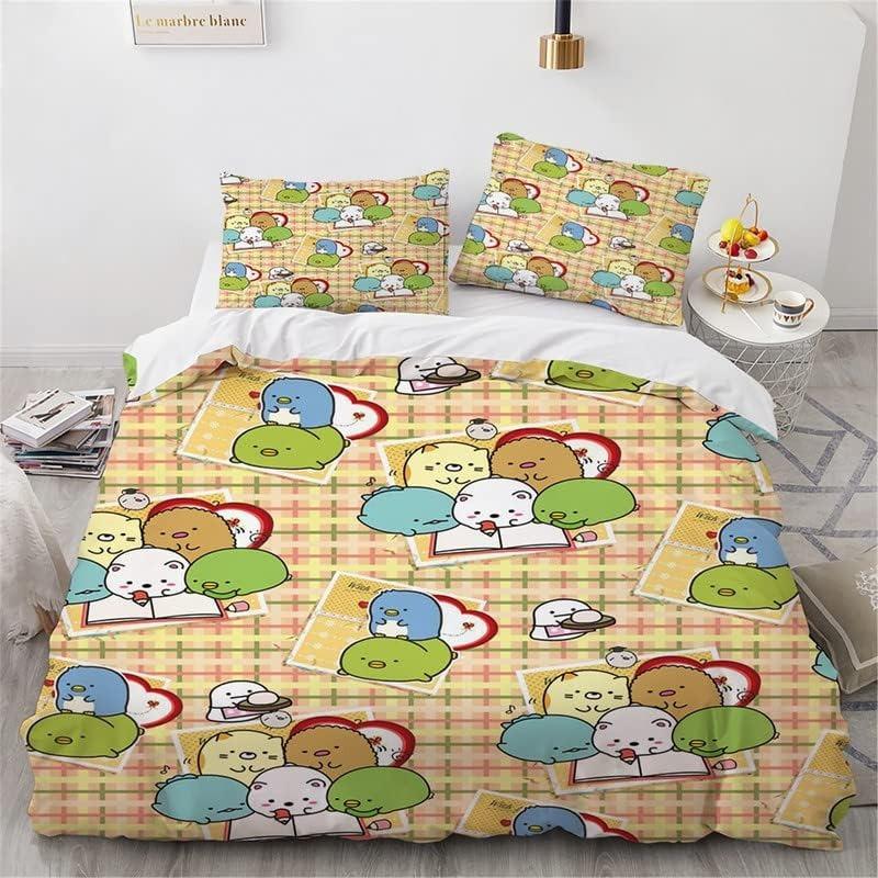 Japansk Tecknad Sumikko Gurashi Anime Sängkläder Set Kawaii Söt Sumikkogurashis Påslakan Täcke Örngott Queen King