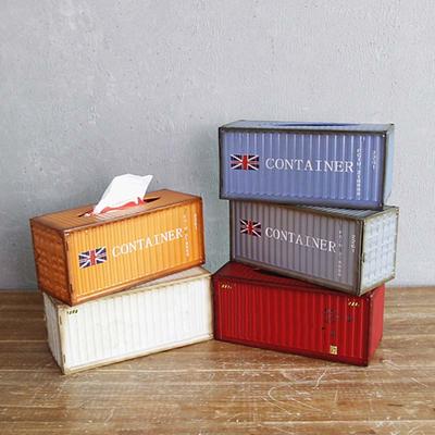 Container Tissue Box Shipping Container Model Creative Storage Napkin Holder Desktop Storage Napkin Box Fashion Decoration