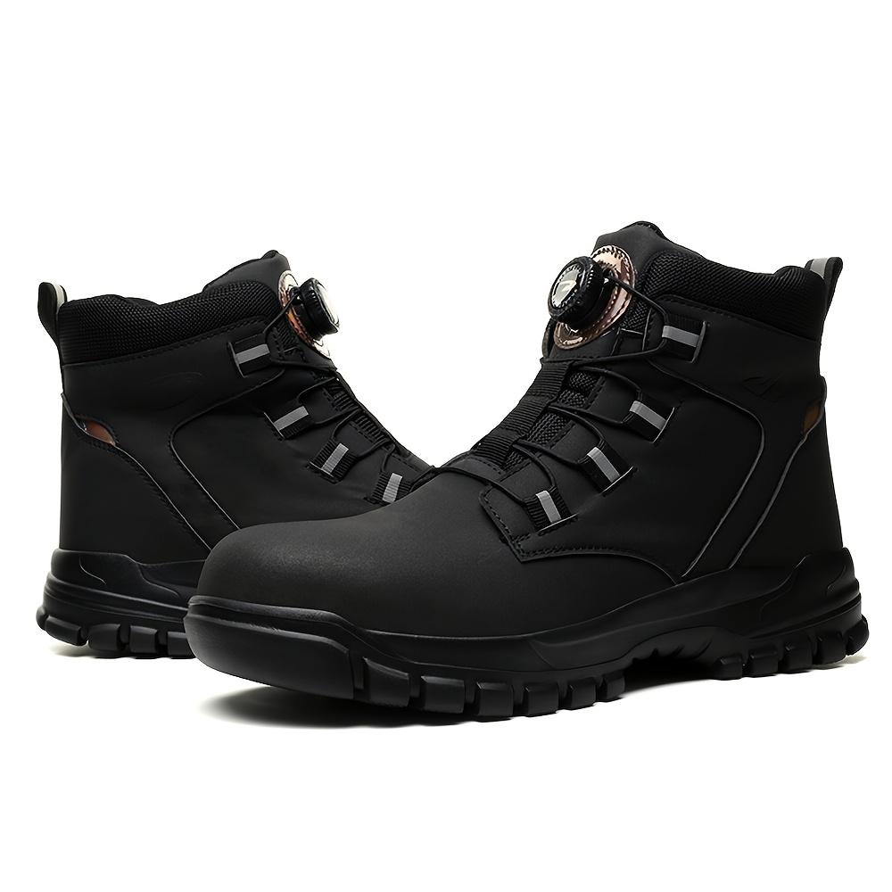 Steel Toe Work Safety Shoes - Puncture-Proof, Anti-Smash, Non-Slip, Shock-Absorbing, with Convenient Rotating Buckle, High-Top Protective Design
