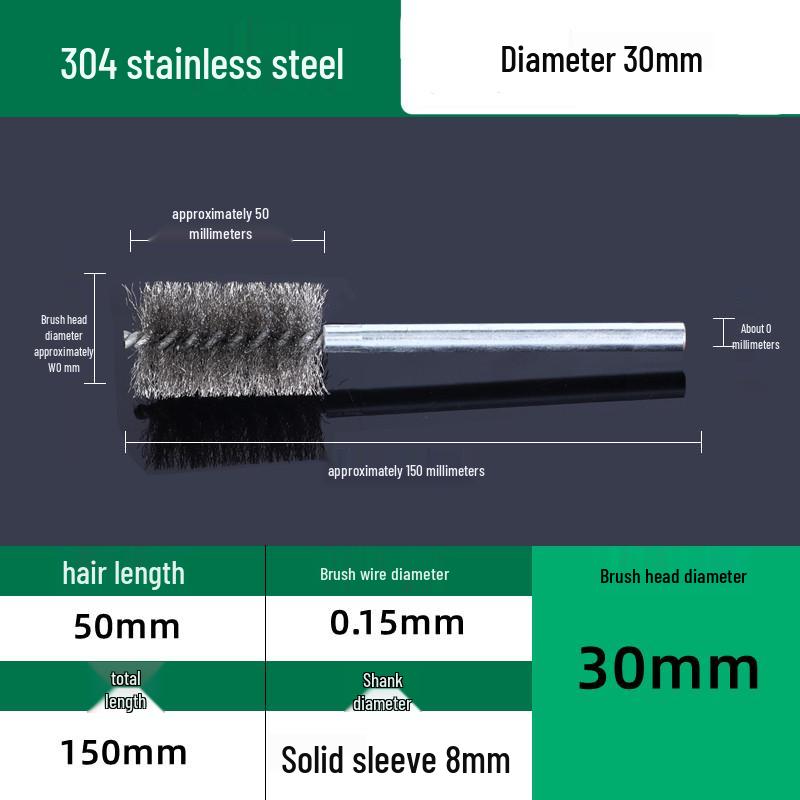 Industrial Rust Removal and Polishing Brush with Handle - Stainless Steel and Copper Wire for Inner Hole Sanding