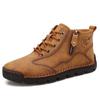 New Men's High-top Shoes Korean Version Breathable Daily Leather Shoes Zipper Handmade Large Size Men's Shoes Platform Foreign Trade Casual Shoes