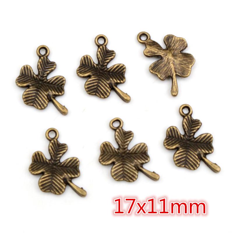 40pcs 3-Styles Bronze Antique Silver Plated Clover Leaf Handmade Charms Pendant:DIY for bracelet necklace