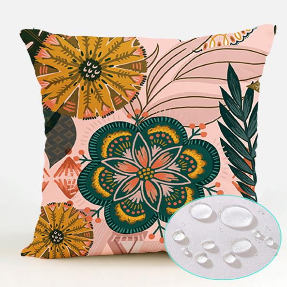 Polyester Waterproof Pillow Cover With Floral Pattern For Living Room Decor
