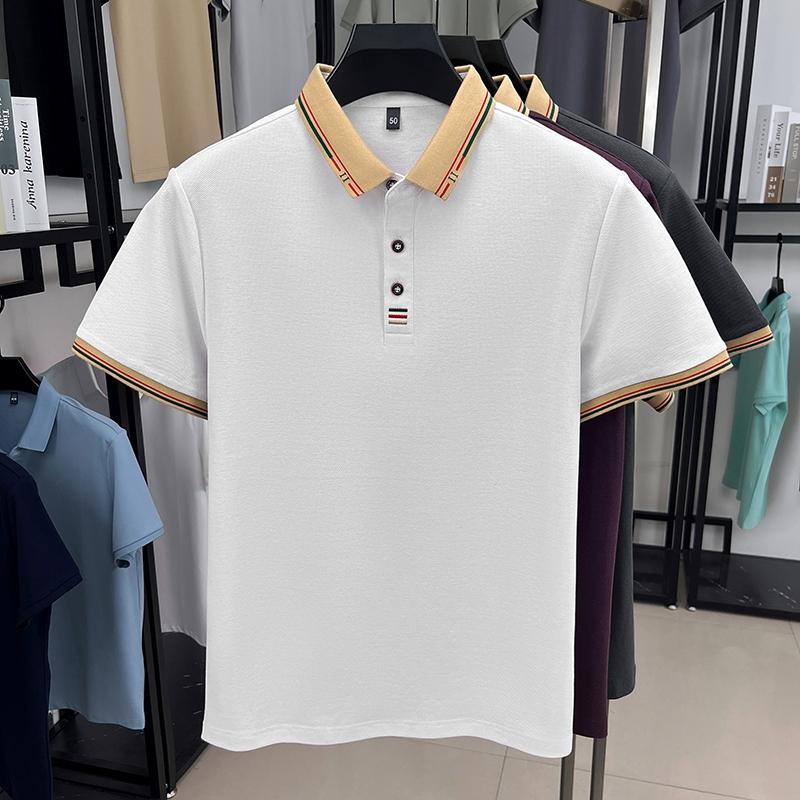 100% Cotton Luxury Brand Short Sleeve Men's Polo Shirt Simple Embroidery Summer Breathable Fashion Color Blocked Lapel T-shirt
