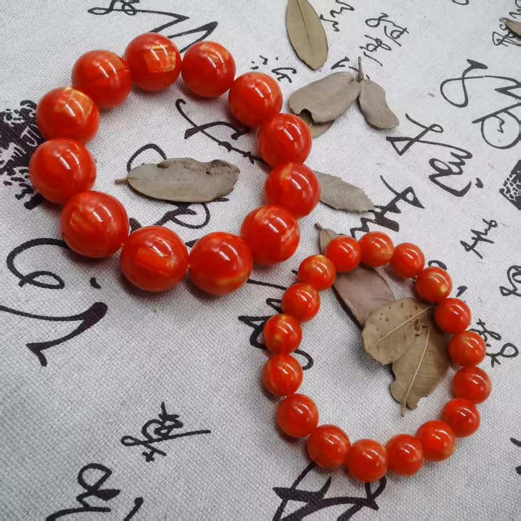 Dragon Tree Blood Sediment Bead Bracelet: Buddhist Beads, Gold Thread, Red Willow - Unisex Cultural Accessory