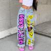Women's High Waist Loose Fit Cargo Jeans Pants Streetwear Casual Wide Leg Denim