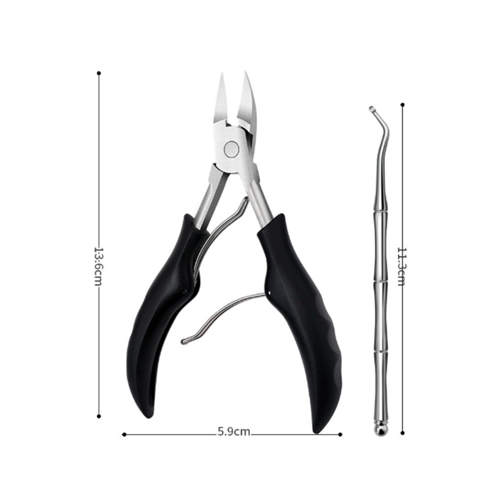 

2Pcs Ingrown Toenail Tools Kit Stainless Steel Nail Cuticle Pliers Ingrown Nails Clipper Lifter Fingernail Toenail чёрный