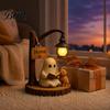 Statua Fantasma che Legge un Libro Statuetta di Halloween, Lampione Stradale Illuminato a LED Statuetta Spettrale in Resina, Decorazione da Tavolo Gatto per Festa di Compleanno Cartone Animato