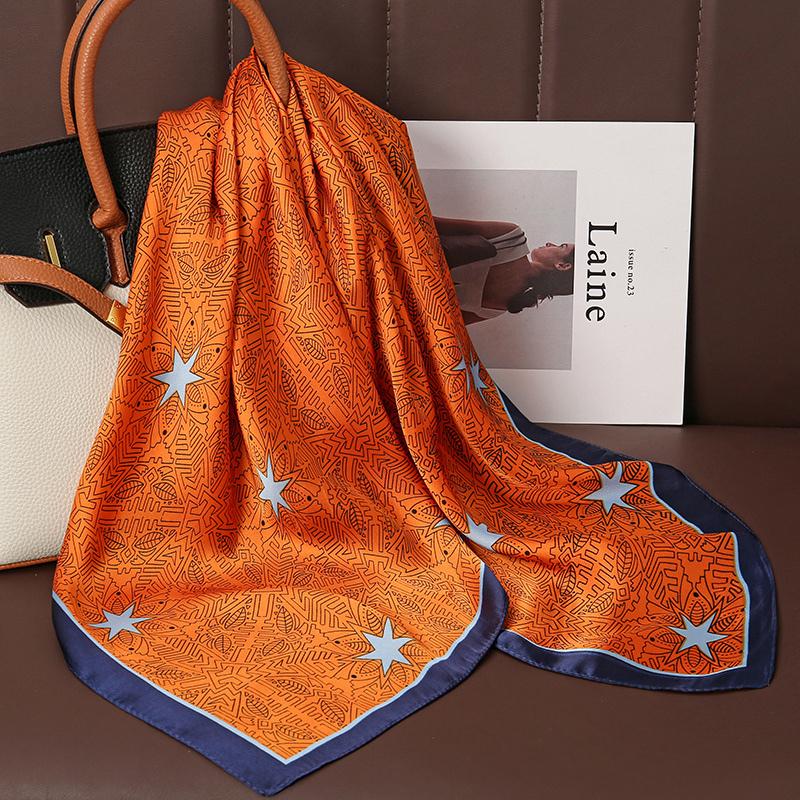 70x70cm 2025 Fashion Luxury Women Satin Silk Shawl Square Scarf Tie Wraps Neckerchief Scarves Lady Headband Bandana Foulard