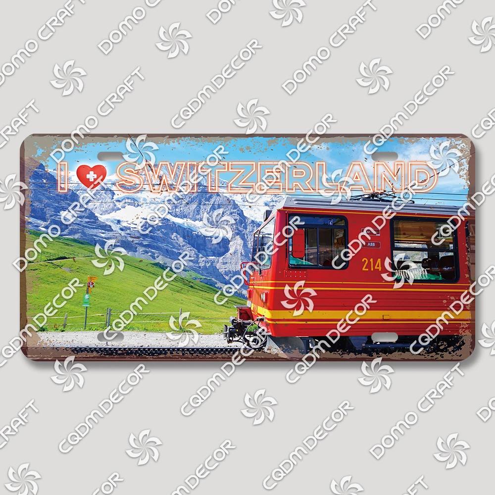 I Love Switzerland Poster License Plates Retro Alps Geneva Zurich Scenery Metal Tin Sign Cafe Living Room Home Wall Decor