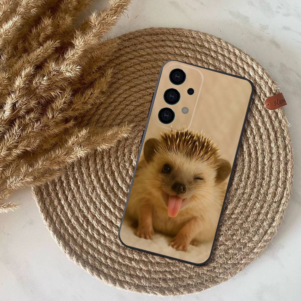 Phone Case For Samsung S25,S24,S21,S22,S23,S30,Ultra,S20,Plus,Fe,Lite,Note,10,9,Cute Animal Hedgehog 5G Black Cover