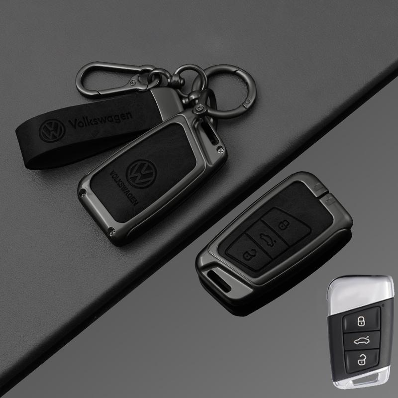 For VOLKSWAGEN VW VW Zinc Alloy Leather Car Key Case Cover For Volkswagen Tiguan MK2 Magotan Passat B8 CC Shell Fob key chain Ac