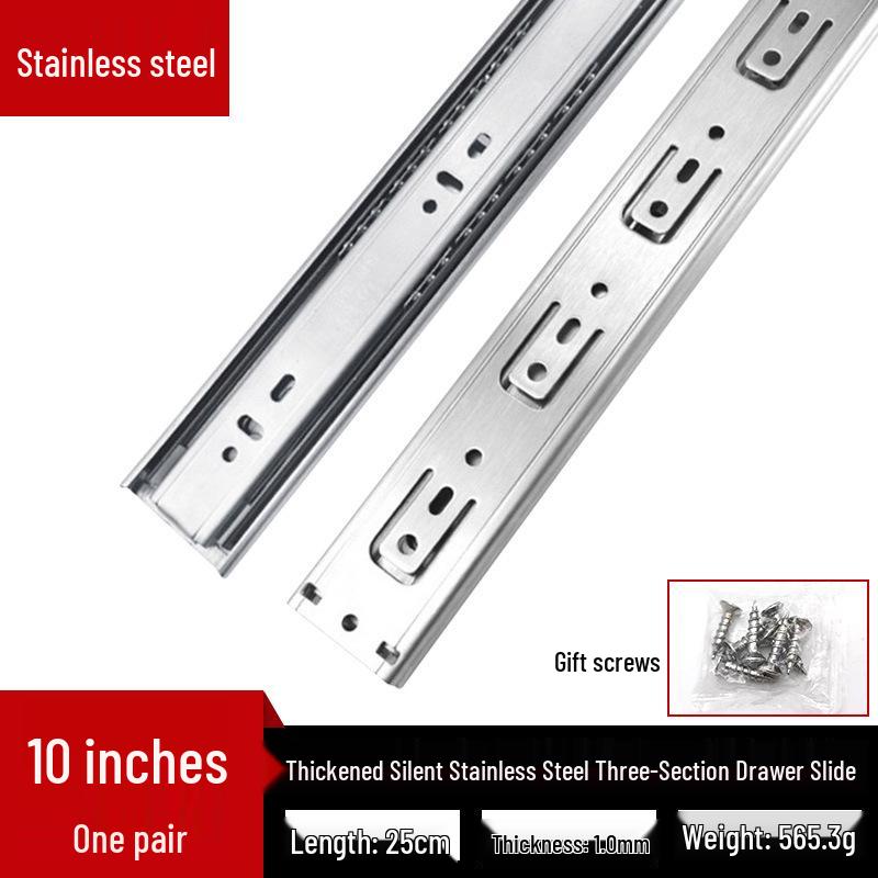 Silent Buffer 45mm Wide Stainless Steel Drawer Slides for Bathroom Cabinet and Wardrobe