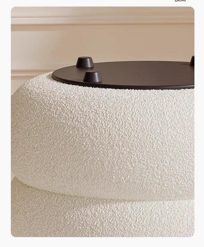 Small Stool Home Cream Style Living Room Round Stool Sofa Stool Low Stool Home Shoe Changing Stool Lamb Velvet Stool