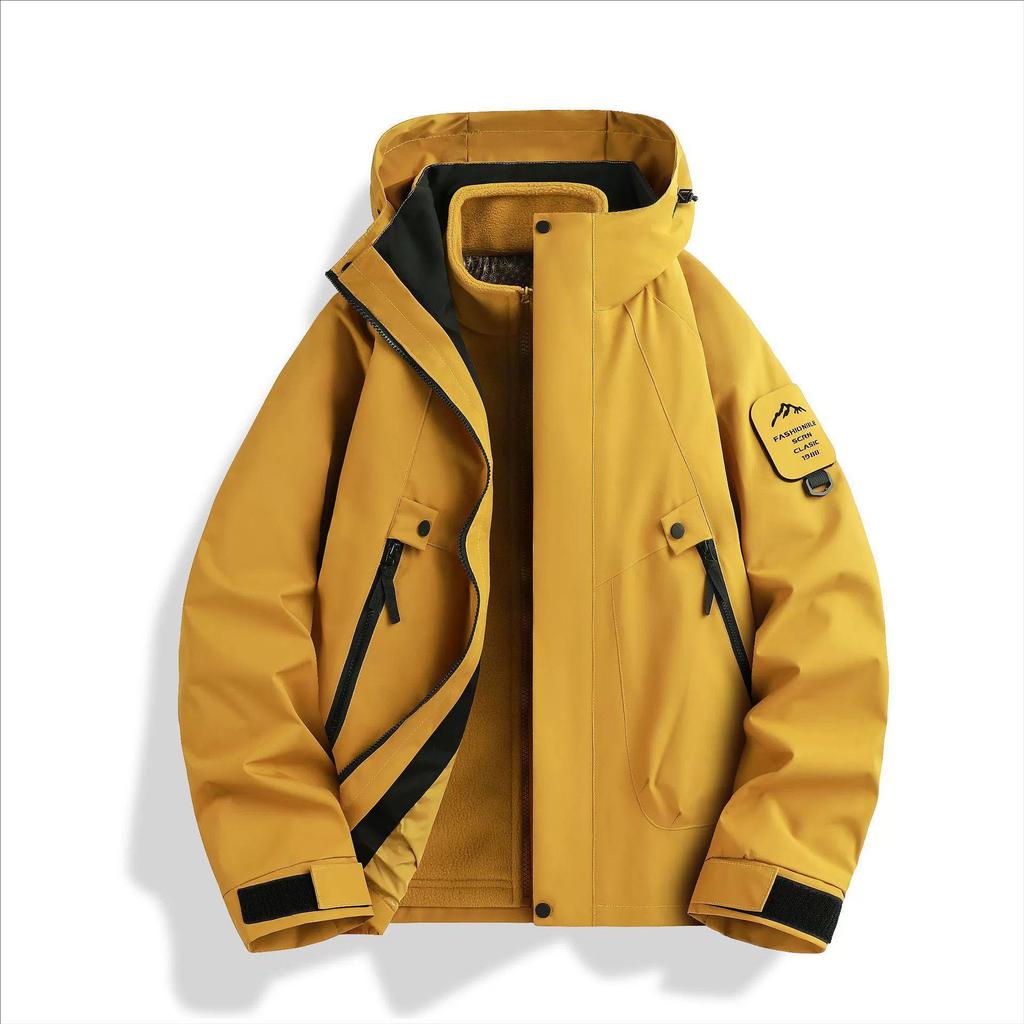 Graphene Black & Gold Lined Two-Piece Windproof Jacket Set for Men & Women - Autumn/Winter Mountaineering & Travel