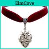 Black Velvet Heartshaped Necklace Alloy Pendant For Women Summer Fashion Accessory