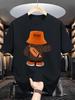 Men'S Casual Summer T-Shirt with Cartoon Bear and "Free Hapiness" Print