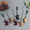 Handmade Rope Lanyard Sandalwood Chinese Style Key Ring Wood Key Chain Mobile Phone Bag Pendant