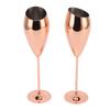 2pcs Copper Champagne Flutes Set Sturdy Thick Bottom Stainless Steel Brass Plated Champagne Glasses