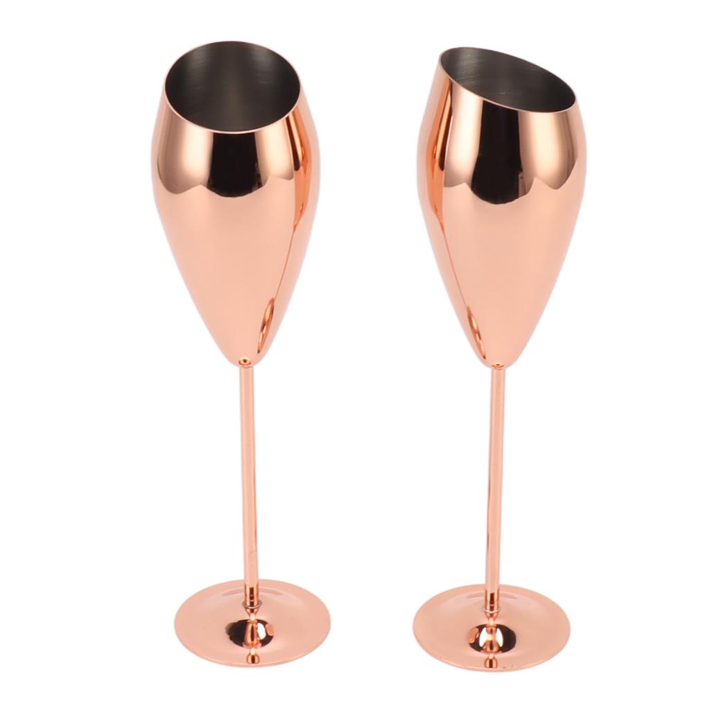 2pcs Copper Champagne Flutes Set Sturdy Thick Bottom Stainless Steel Brass Plated Champagne Glasses