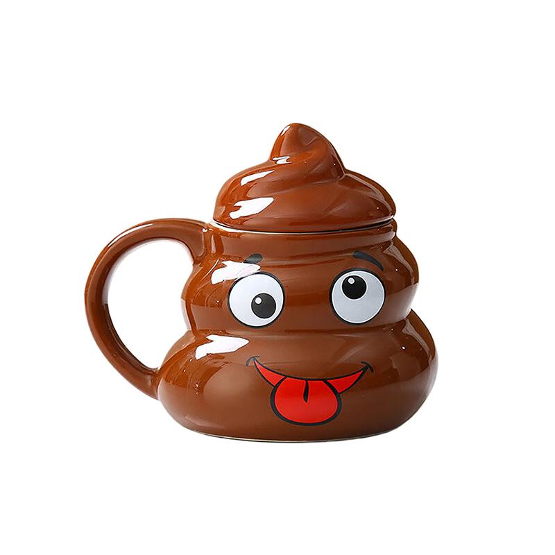 500ml Lustige Kacktasse Neuheit Keramiktasse mit Deckel Braune Kackförmige Kaffeetasse Urkomisches Trinkgeschirr Tasse Ideale Geschenke für Freunde