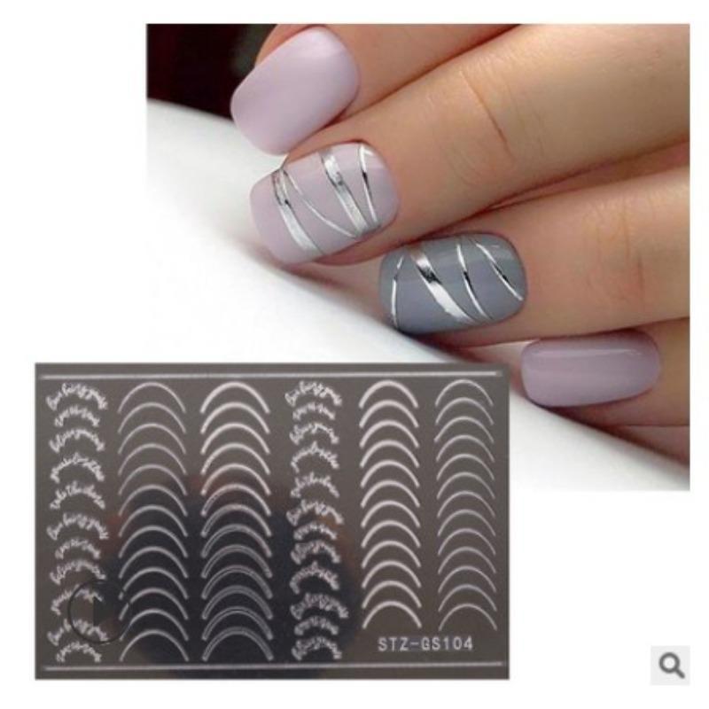 Graffiti Strips Nail Stickers for Women Nail Art Decorations Rose Gold Abstract Line Spring 3D Slider for Manicure Polish Tattoo