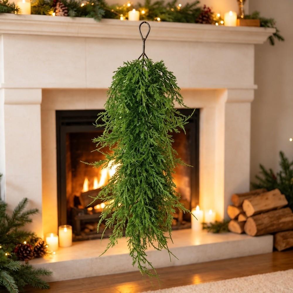 With Red Berries & Pine Cones Christmas Teardrop Door Swag DIY Hanging Door Greenery  Front Door
