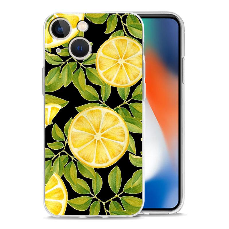 Mediterranean Lemon Luxury Transparent Soft Phone Case For iPhone 14 13 12 11 Pro Max XS X XR SE 7 8 Plus Shockproof Clear Cover