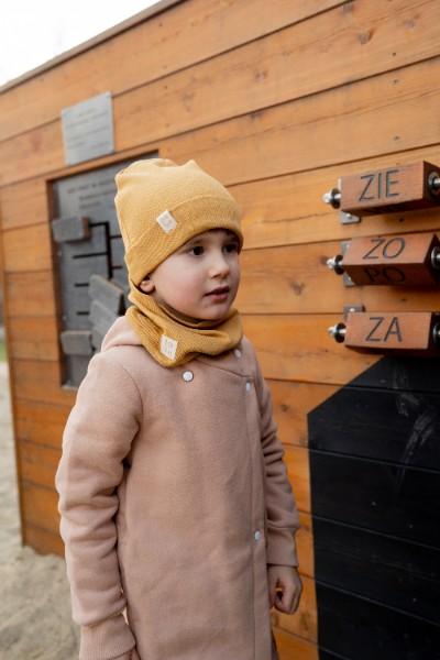CZAPKA KOMIN KOMPLET NIEMOWLĘCA BAWEŁNIANA CZAPECZKA Karmelowa 36-40 Cm
