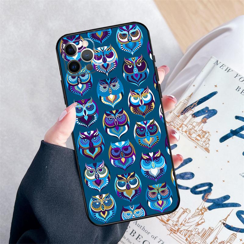 Owl Pattern Phone Case For iPhone 15 16 Pro Max 11 12 13 Mini 14 Pro Max XR 15 16 Plus 16e Cover Coque