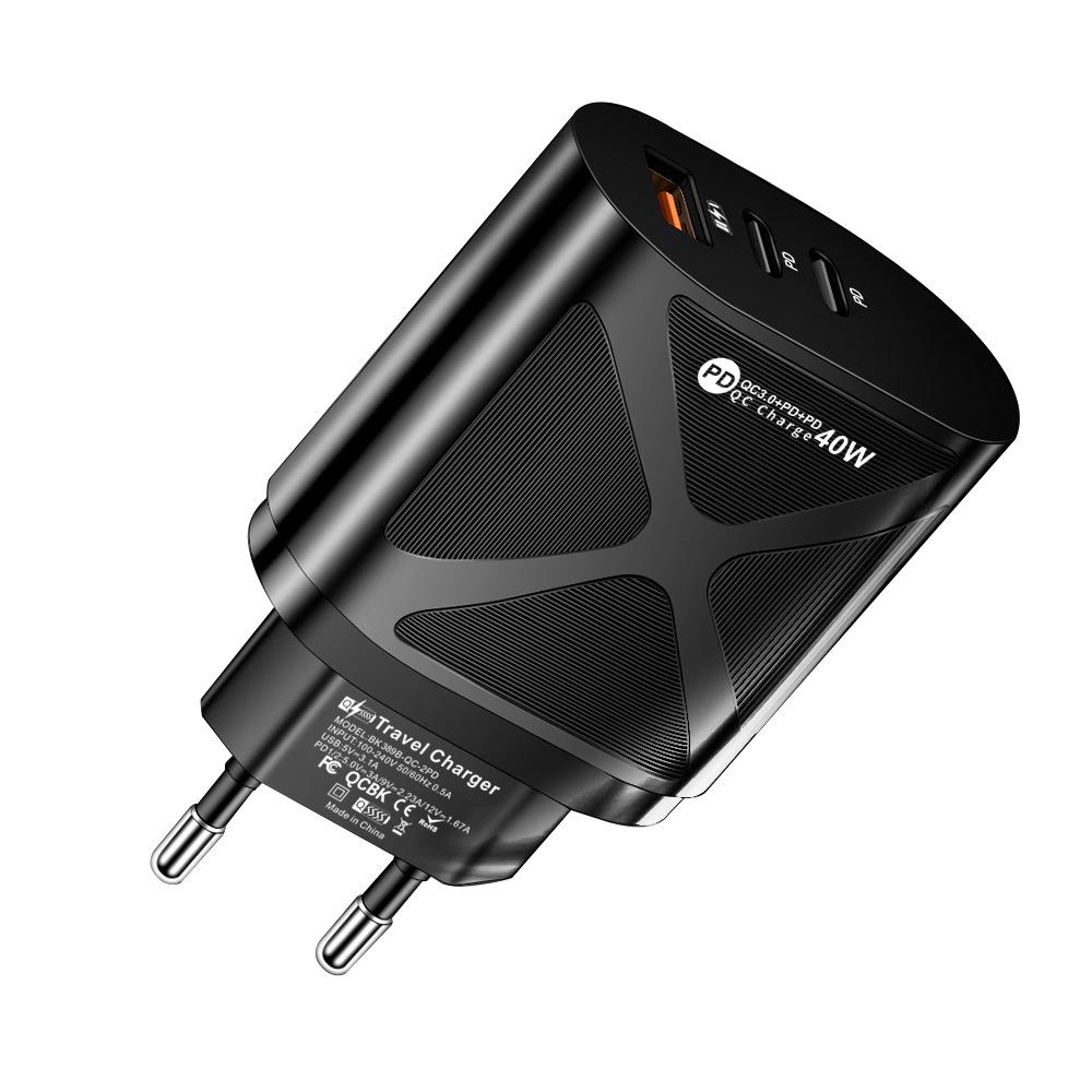 2,4A LED-Reise-Ladegerät mit Lichtern, USB + Dual-PD-Typ-C-Anschlüssen, EU/US-kompatibel