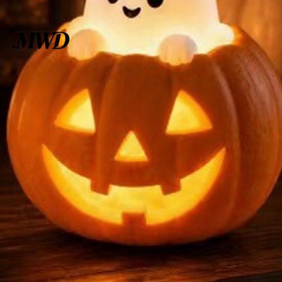 Halloween Party Tischdekoration Kürbis Drachen Statue, LED Leuchtende Harzfigur Beleuchtete Schreibtisch Nachtlampe mit Warmem Licht, Gruselige Fantasy Schreibtisch