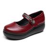 6cm Small Size 32-43 Comfortable Breathable Shallow Soft Leather Mary Janes Mid Heels 2025 Spring Platform Wedges Shoes Mom Work