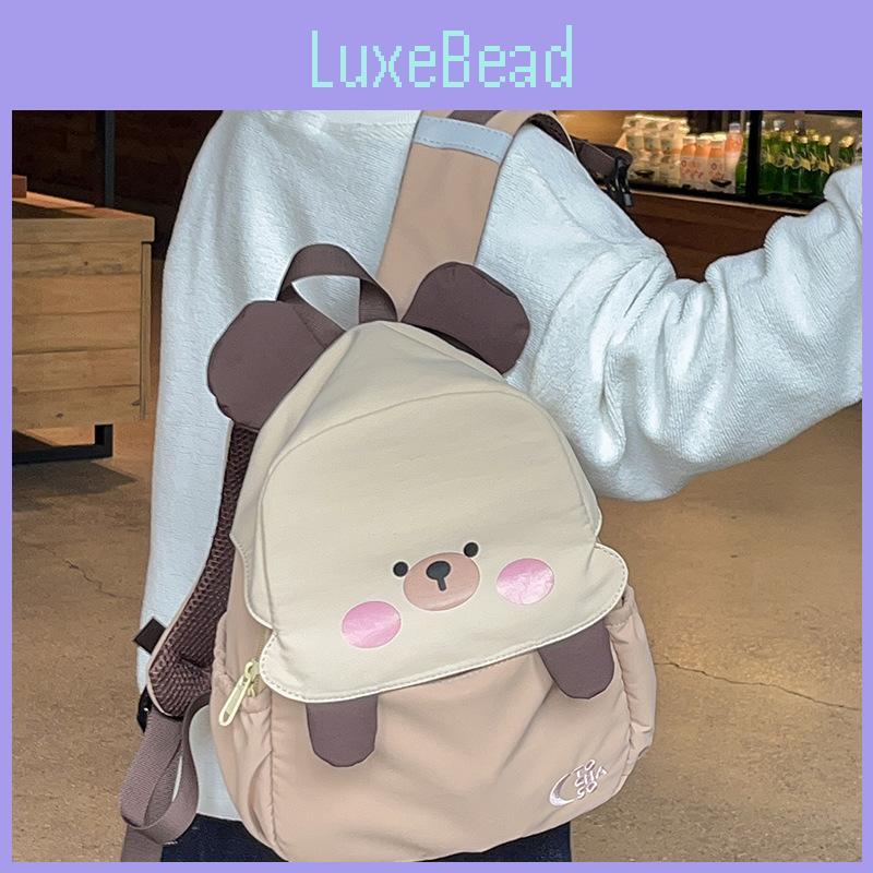 Bear Backpack Print With Cute Cartoon Pattern Students Schoolbag Gift Durable