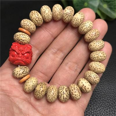 Natural Purple and Gold Sand Lion with Xing Yue Bodhi Abacus Beads Cinnabar Buddha Beads Hand String