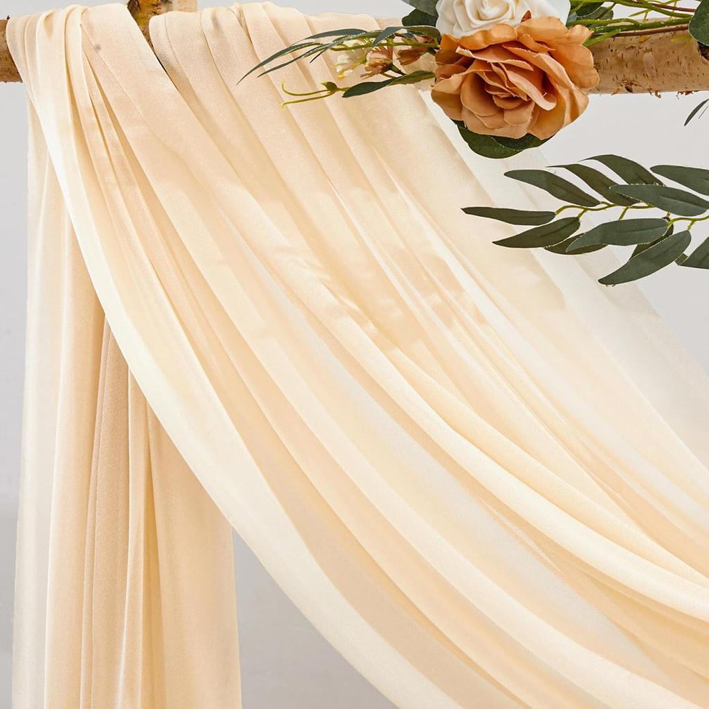 Champagne Chiffon Archway Backdrop Curtain,Sheer Fabric Backdrop Drapes for Bridal Shower Wedding Arch Party Decoration