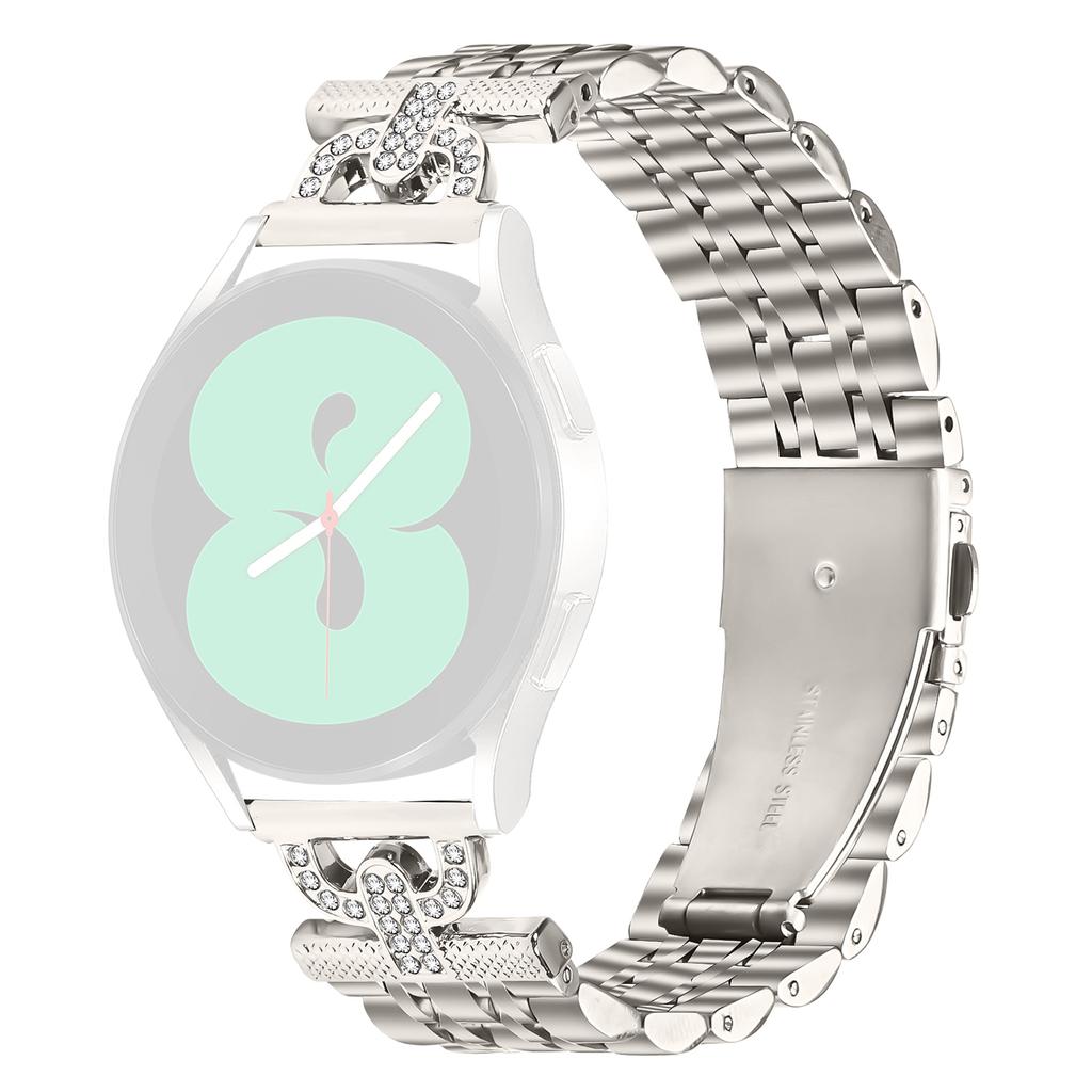 Watch Band for Samsung Galaxy Watch3 41mm/Watch Active2 44mm/40mm 7-Bead D-Shape Rhinestones Decor Stainless Steel Colored Watch Strap