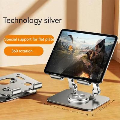 Soporte de tableta con rotación de 360° para iPad, soporte de tableta plegable ajustable, soporte de teléfono de aluminio compatible con iPad Pro/Air/Mini