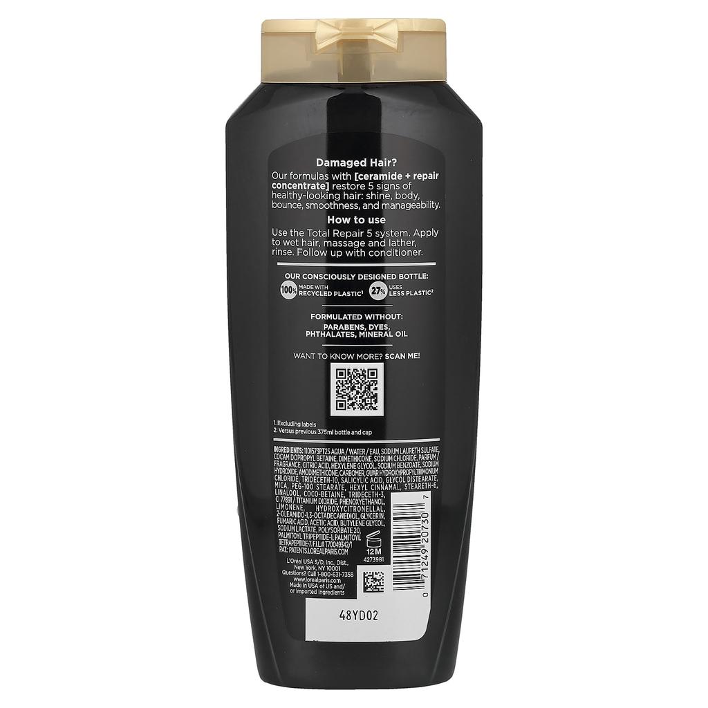 L'Oréal, Elvive, Total Repair 5, Damage Reverse Shampoo, Geschädigtes Haar, 375 ml (12.6 fl oz)