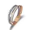 Bracciale Boemo Multistrato in Pelle con Perline Fatto a Mano con Perline Metalliche Chiusura Magnetica Bracciale Rigido per Donna