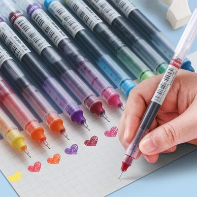 10er-Pack gerade Tintenroller mit Flüssigkeitszufuhr, 10 Farben, 0,5 mm feine Spitze, schnelltrocknendes Gel mit großer Kapazität