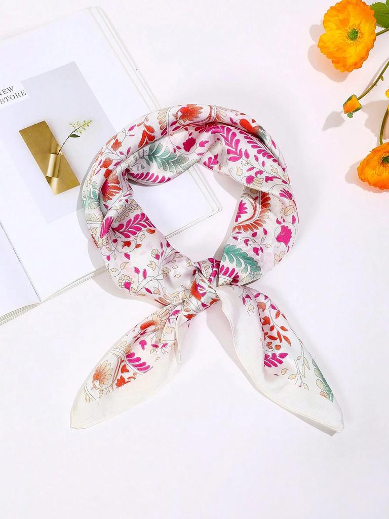 Luxury Fashion Pink Paisley Scarf for Women Lightweight 70x70cm Square Silk Scarves Elegant Shawl Bandana