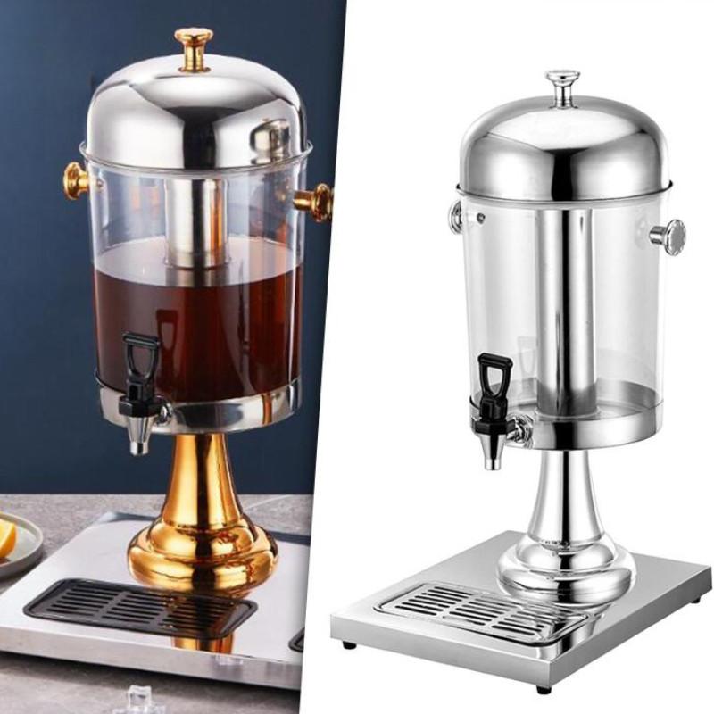 8L Large Capacity Kitchen Water Pitcher Beverage Barrel Dispenser Sealed Bottles Removable Stainless Steel Ice-holding Cylinder