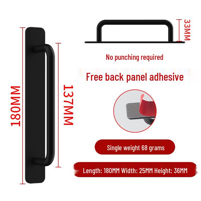 Aluminum Alloy No-Drill Door Handle for Glass, Window, Balcony, Sliding, and Cabinet Doors