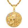New Coin Jewelry Necklace Men Women Waterproof Compass Lion ST CHRISTOPHE 18K Gold Plated Stainless Steel Coin Necklace Pendant