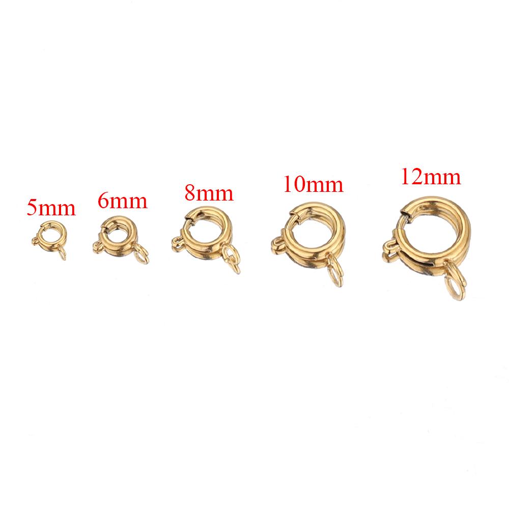 10pcs Gold Color Stainless Steel Round Claw Spring Ring Clasps Hooks for DIY Jewelry Making Necklace Connector Bracelet Supplies