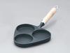 Iwachu 3-Egg Pan with Wooden Handle, Black Finish, 9.5cm Hole Diameter, Induction Compatible, Nanbu Ironware, 24018, Black