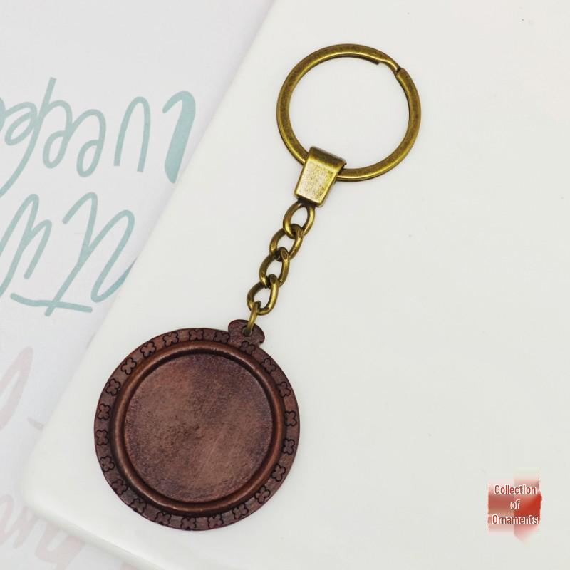 DIY Wooden Lace Base Keyring with Embroidery Kit & Snap Button